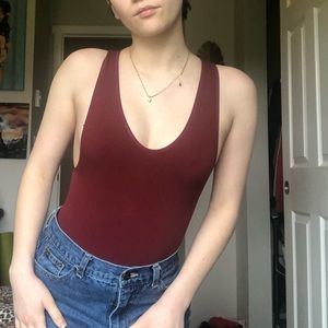 Red ribbed bodysuit🍷📕